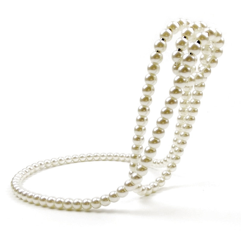 PORTE BOUTEILLE - COLLIER DE PERLE BLANC